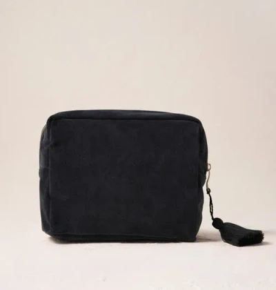 Elizabeth Scarlett Honey Bee Velvet Wash Bag In Black