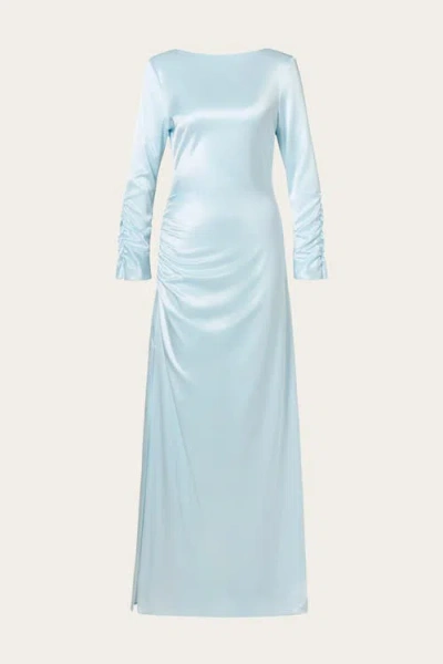 Malina Luisa Ruched Long Sleeve Maxi Dress In Blue