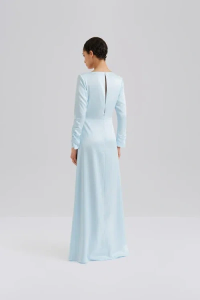 Malina Luisa Ruched Long Sleeve Maxi Dress In Blue