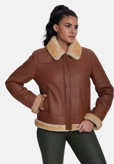 Furniq Uk Clementine Sheepskin Jacket In Red