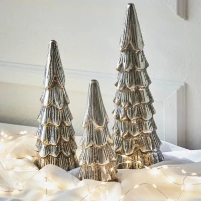 Tag Large Cast Aluminum Tree Decor For Holiday Christmas Display In Silver