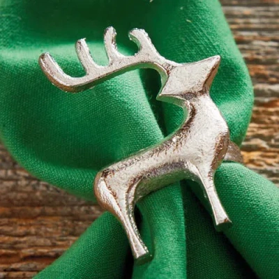 Tag Reindeer Napkin Ring Silver Aluminum Christmas Table Decor In Silver
