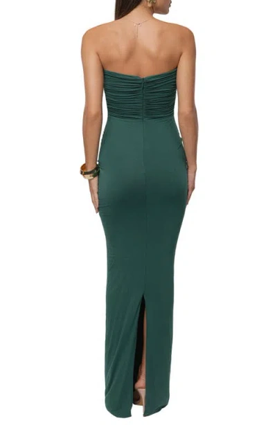 Jluxlabel Drape Cutout Strapless Body-con Maxi Cocktail Dress In Green