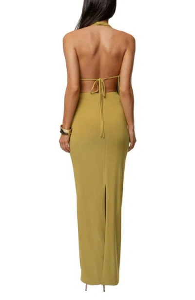 Jluxlabel Dawn Drape Halter Maxi Dress In Green