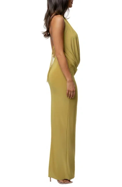 Jluxlabel Dawn Drape Halter Maxi Dress In Green