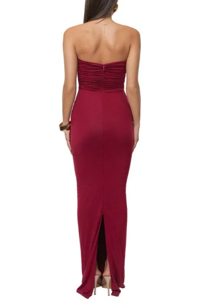 Jluxlabel Drape Cutout Strapless Body-con Maxi Cocktail Dress In Red