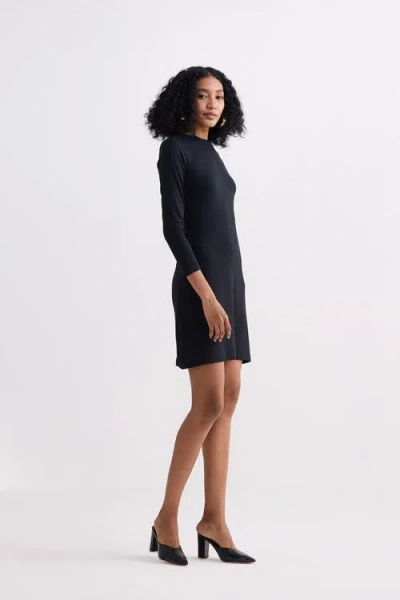 Reistor Long Sleeves Fitted Short Dress In Black