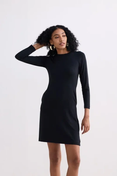 Reistor Long Sleeves Fitted Short Dress In Black