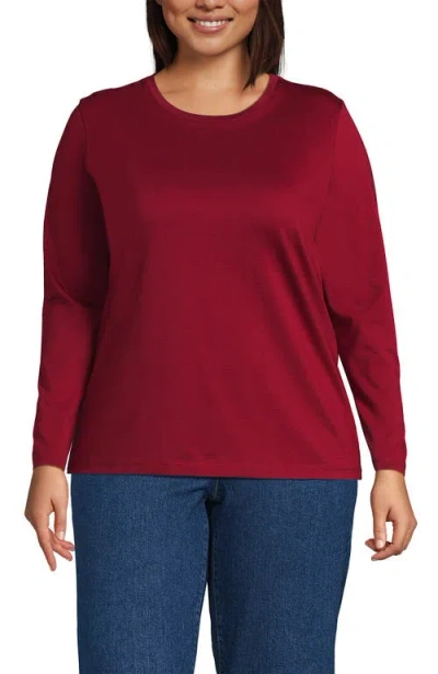 Lands' End Supima Cotton Long Sleeve Crewneck T-shirt In Red