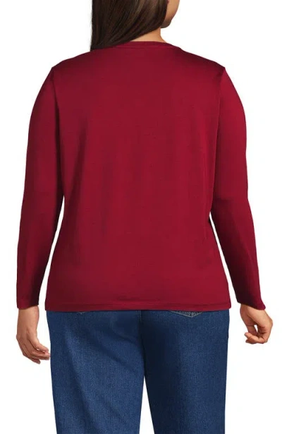 Lands' End Supima Cotton Long Sleeve Crewneck T-shirt In Red