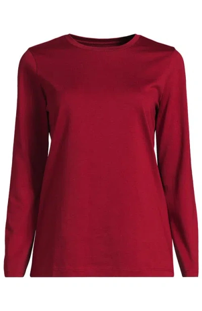 Lands' End Supima Cotton Long Sleeve Crewneck T-shirt In Red