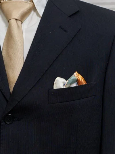 Lost Pattern Nyc "lost Cherries" Silk Pocket Square In Green