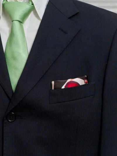 Lost Pattern Nyc "lost Cherries" Silk Pocket Square In Green