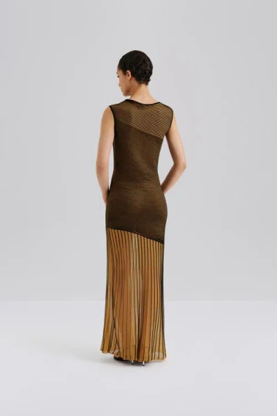 Malina Patricia Short Sleeve Knitted Maxi Dress In Brown