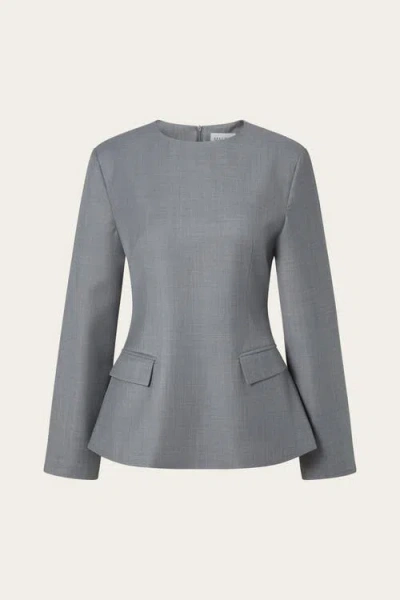 Malina Athina Tailored Long Sleeve Blouse In Gray