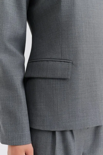 Malina Athina Tailored Long Sleeve Blouse In Gray