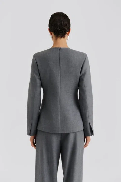 Malina Athina Tailored Long Sleeve Blouse In Gray