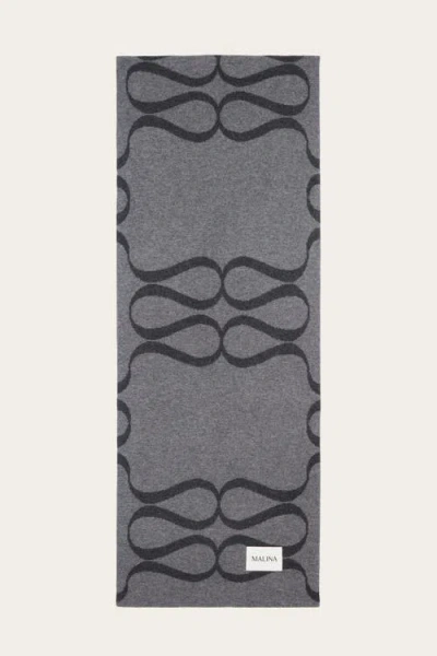 Malina Monogram Wool Blend Scarf In Gray