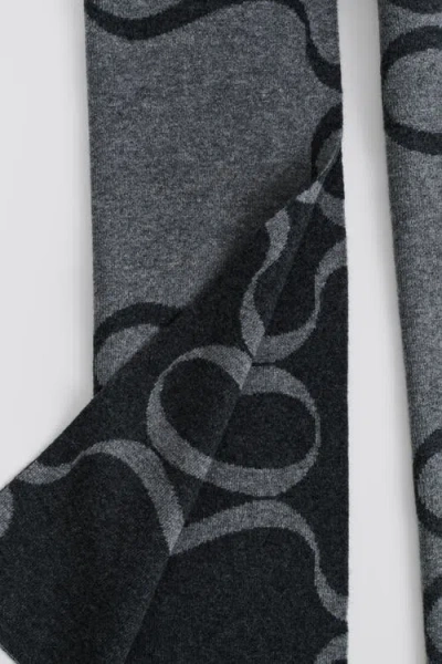 Malina Monogram Wool Blend Scarf In Gray