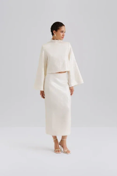 Malina Clarisse Sequin Maxi Skirt In White