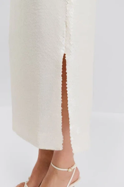 Malina Clarisse Sequin Maxi Skirt In White