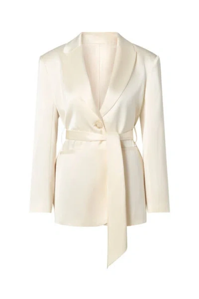 Malina Liv Satin Wrap Blazer In White