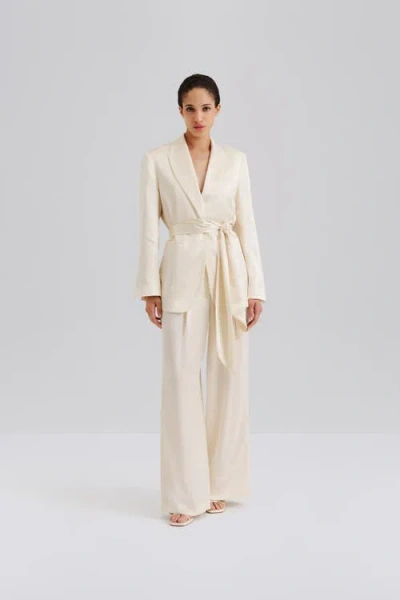 Malina Liv Satin Wrap Blazer In White