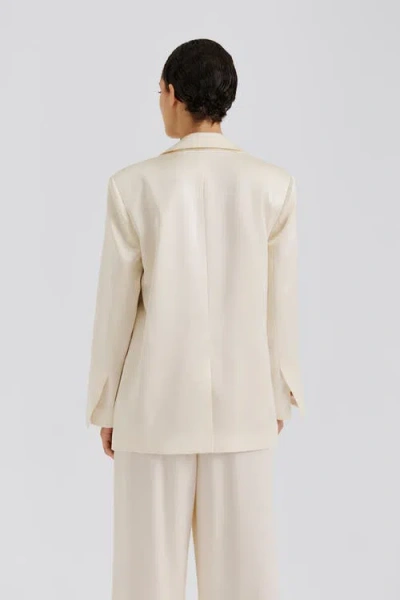 Malina Liv Satin Wrap Blazer In White