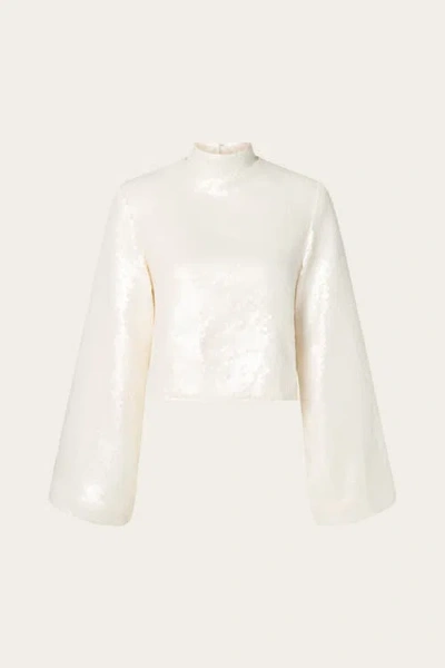 Malina Line Longsleeve Sequin Top In White