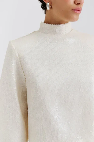 Malina Line Longsleeve Sequin Top In White