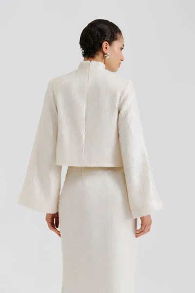 Malina Line Longsleeve Sequin Top In White