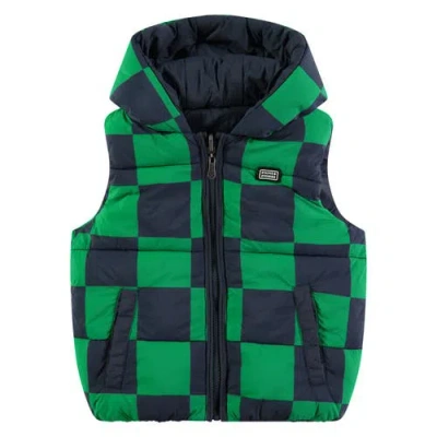 Stains And Stories By Babyface Reversible Puffer Hooded Vest In Multi