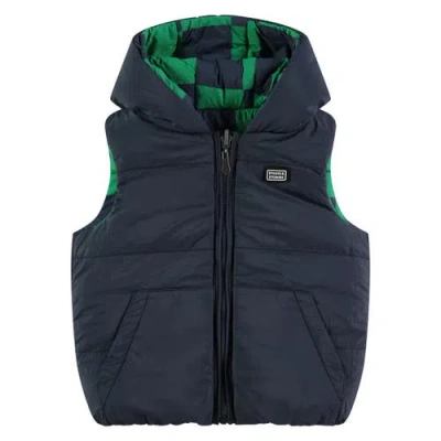 Stains And Stories By Babyface Reversible Puffer Hooded Vest In Multi