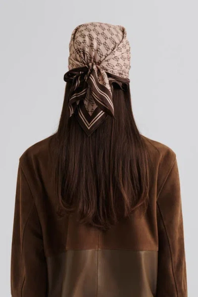 Malina Silk Twill Lightweight Scarf In Brown