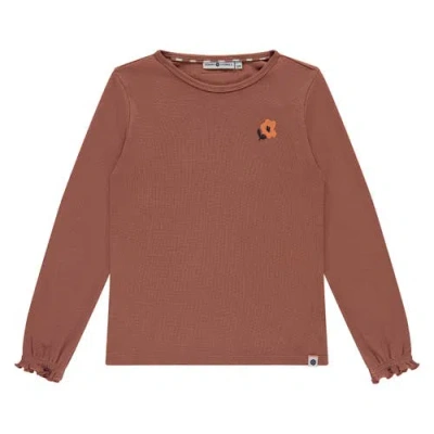 Stains And Stories By Babyface Ribbed Long Sleeve Top In Brown