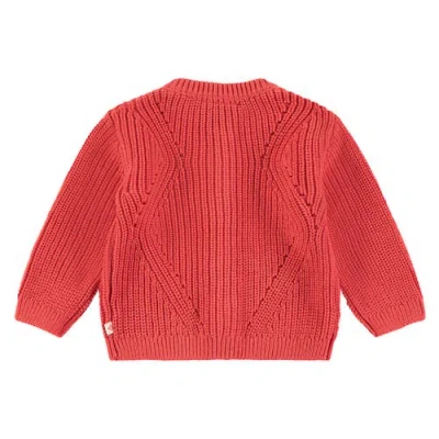 Babyface Abstract Knit Pattern Cardigan In Red