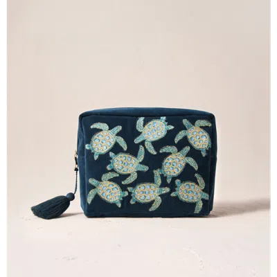 Elizabeth Scarlett Turtle Conservation Velvet Wash Bag In Multi