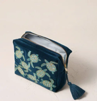 Elizabeth Scarlett Turtle Conservation Velvet Wash Bag In Multi