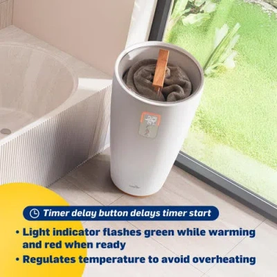 Live Fine Towel Warmer, Large Bucket Style Towel Heater With Led Display, Adjustable Timer, & More! In White