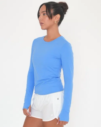 Rebody Active Raya Mid Length Compression Nylon Long Sleeve Top In Blue