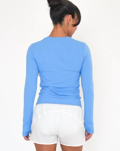 Rebody Active Raya Mid Length Compression Nylon Long Sleeve Top In Blue