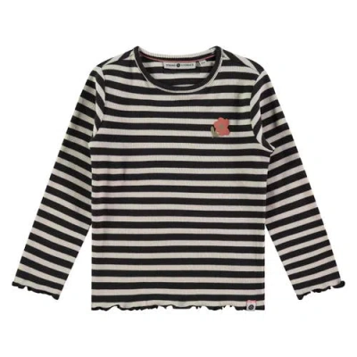 Stains And Stories By Babyface Lettuce Edge Ribbed Striped Long Sleeve Shirt In Multi