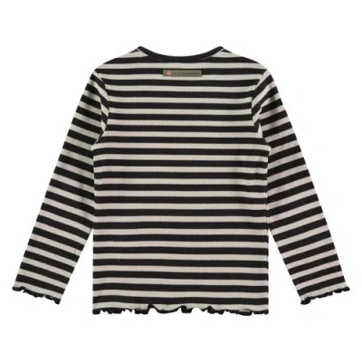 Stains And Stories By Babyface Lettuce Edge Ribbed Striped Long Sleeve Shirt In Multi