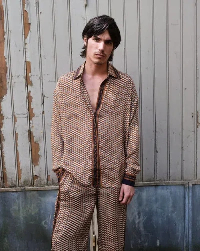 Monzlapur Embossed Botanical Long Sleeve Crepe Shirt In Multi