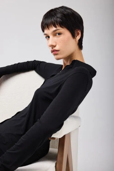 Majestic Filatures Soft Touch Semi Relaxed Shirt In Black