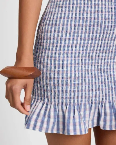 Onia Air Linen Smocked Boatneck Dress In Blue