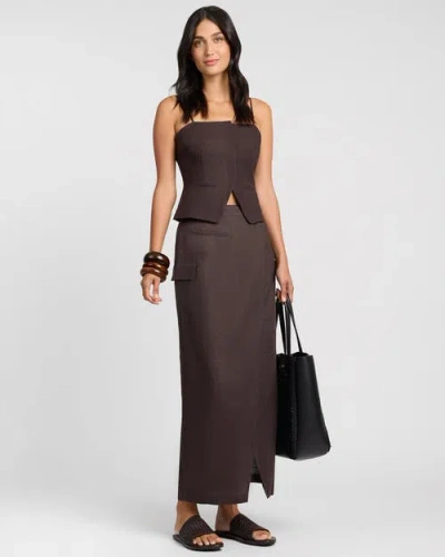 Onia Air Linen Straight Neck Top In Brown