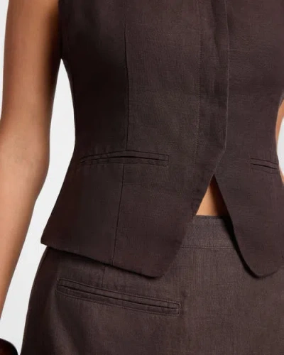 Onia Air Linen Straight Neck Top In Brown