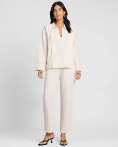 Onia Linen Pintuck Popover Shirt In Orange