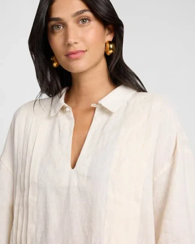 Onia Linen Pintuck Popover Shirt In Orange